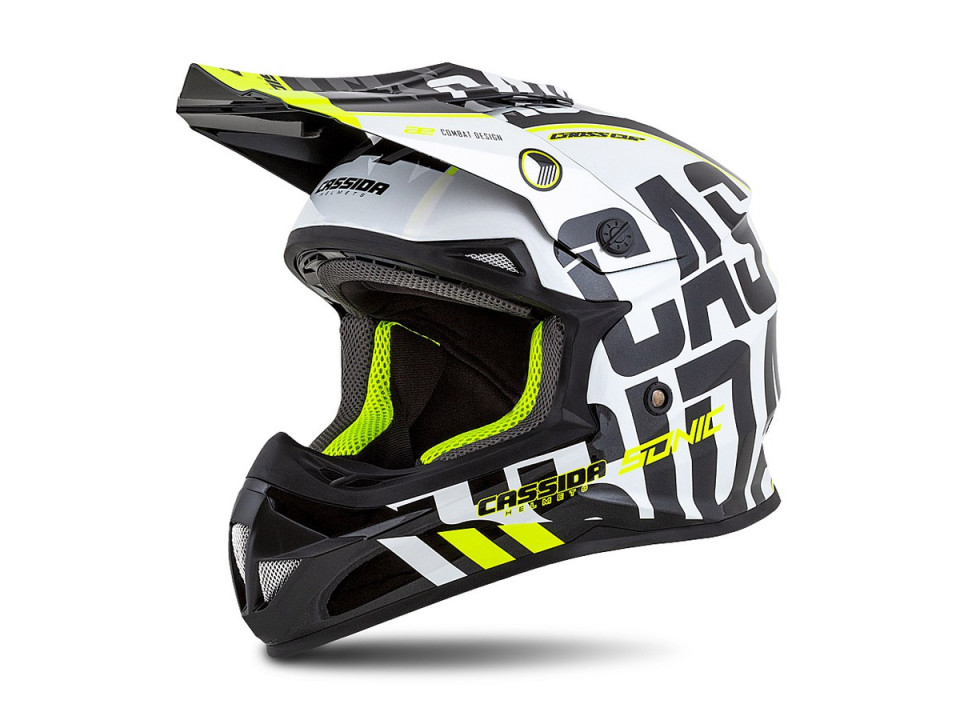 Cassida Cup Sonic Cross Bukósisak (Fekete-fehér-sárga)