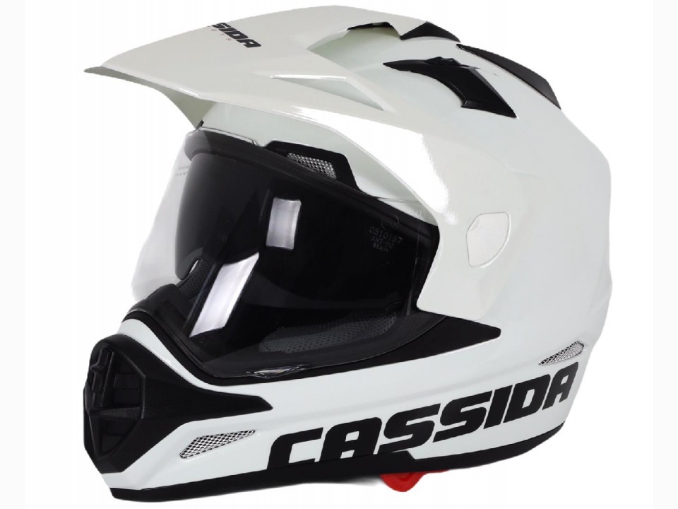 Cassida Tour Cross Bukósisak Felnyitható plexivel és Napszemüveggel (Fehér)