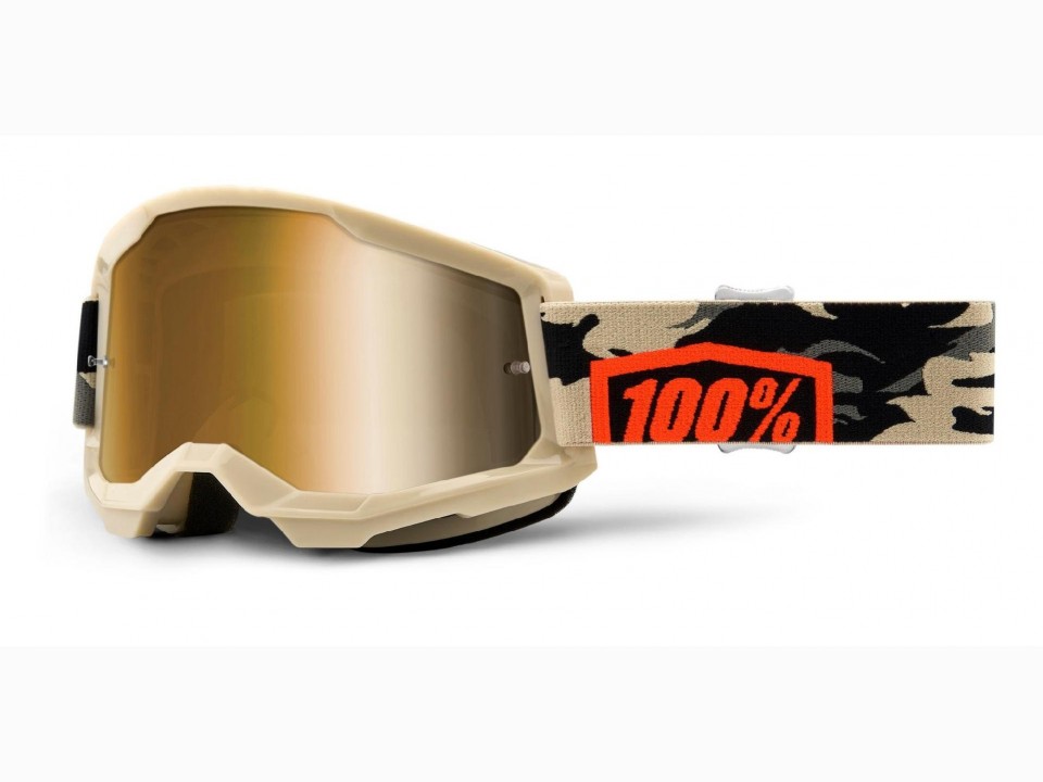 100% - Strata 2 USA Kombat Szemüveg - Arany tükrös plexivel