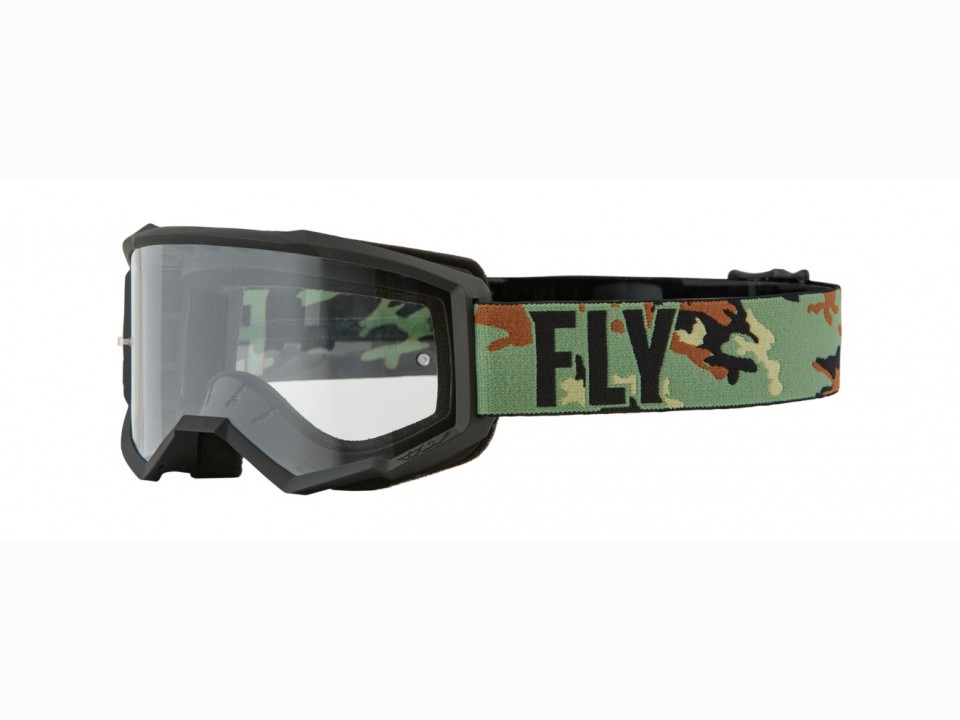 Fly Racing - Focus USA Cross Szemüveg - Átlátszó plexivel (Terepmintás-fekete)