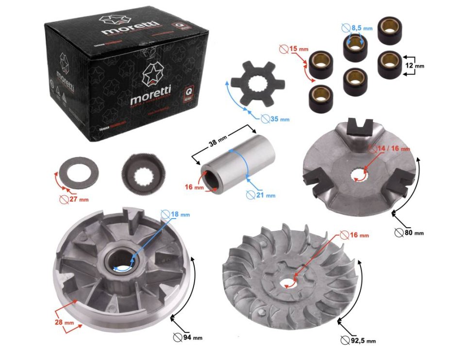 Variátor Yamaha/ Aprilia/ Malaguti/ Kínai 3KJ/ Kínai 2T  16MM - Moretti