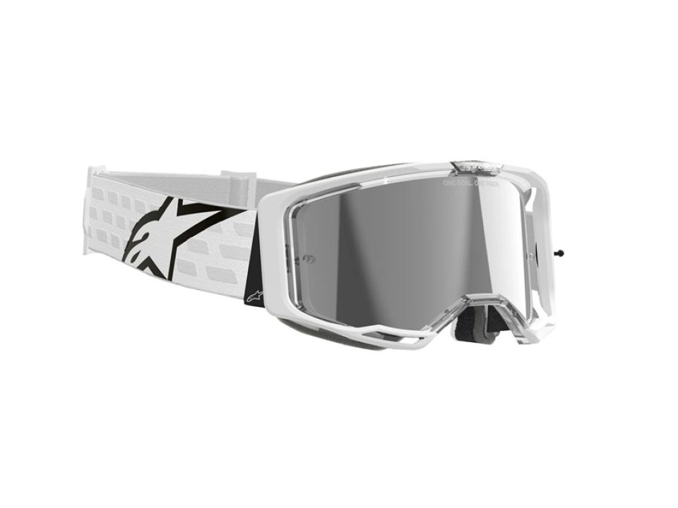 Alpinestars Vision 8 Corp Cross szemüveg - Fehér (Ezüst tükrös plexivel)