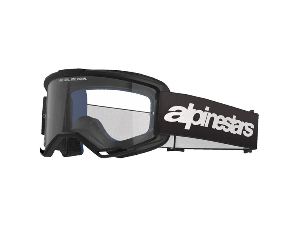 Alpinestars Vision 3 Wordmark Cross szemüveg - Fekete (Átlátszó plexivel)