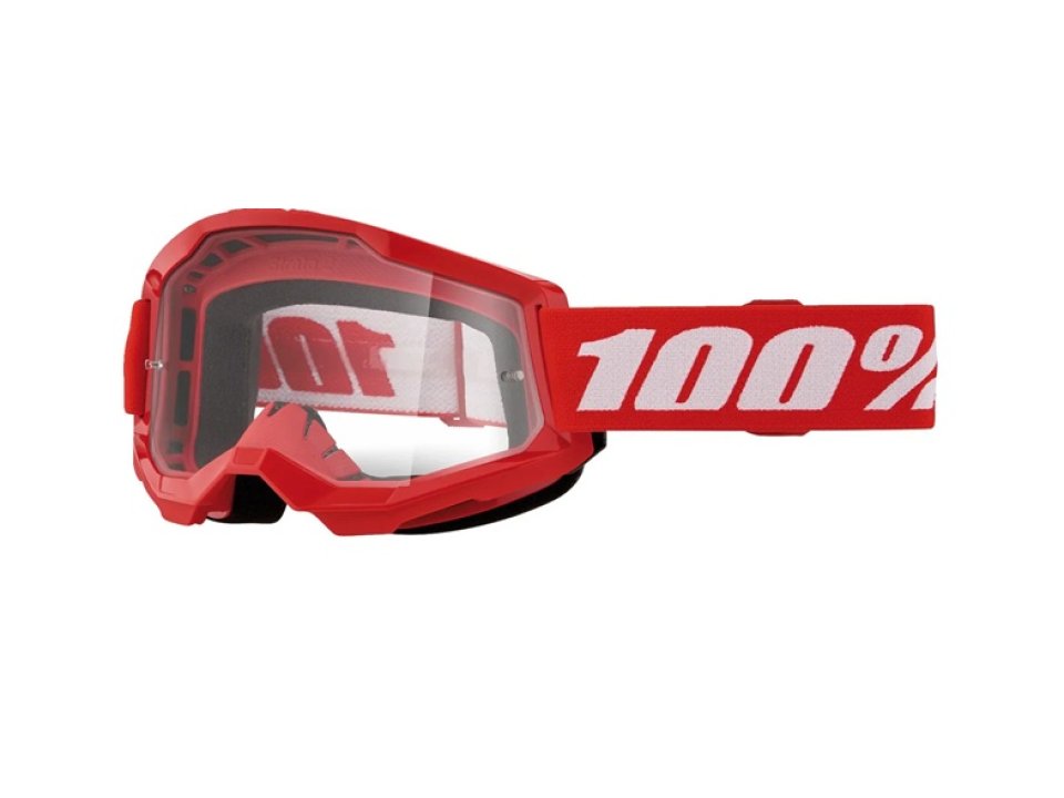 100% - Strata 2 Youth Gyerek Piros Cross szemüveg - Átlátszó plexivel