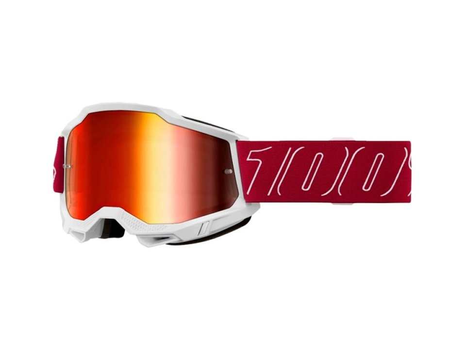 100% - Accuri 2 Redline Fehér Cross szemüveg - Piros tükrös plexivel