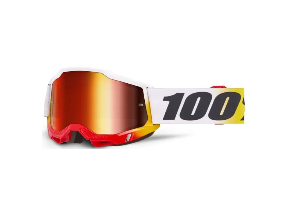 100% - Accuri 2 Torken Fehér Cross szemüveg - Piros tükrös plexivel