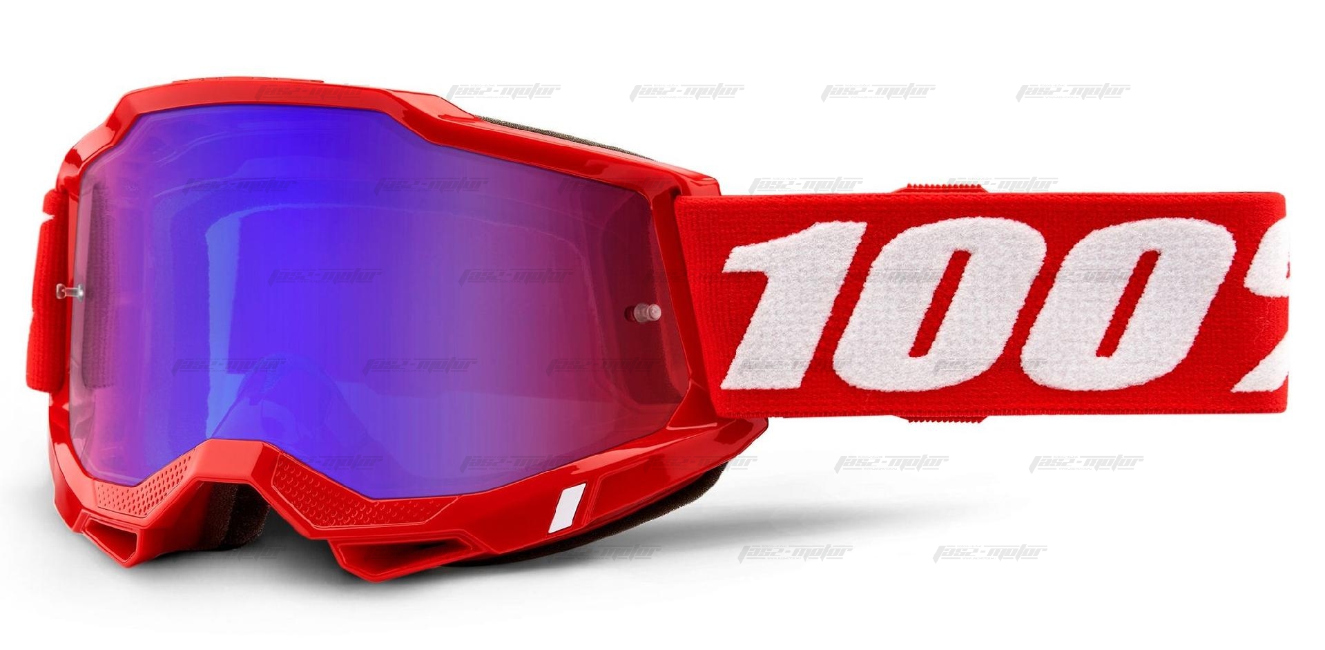 100% - Accuri 2 USA Cross Szemüveg - Piros - Kék tükrös plexivel
