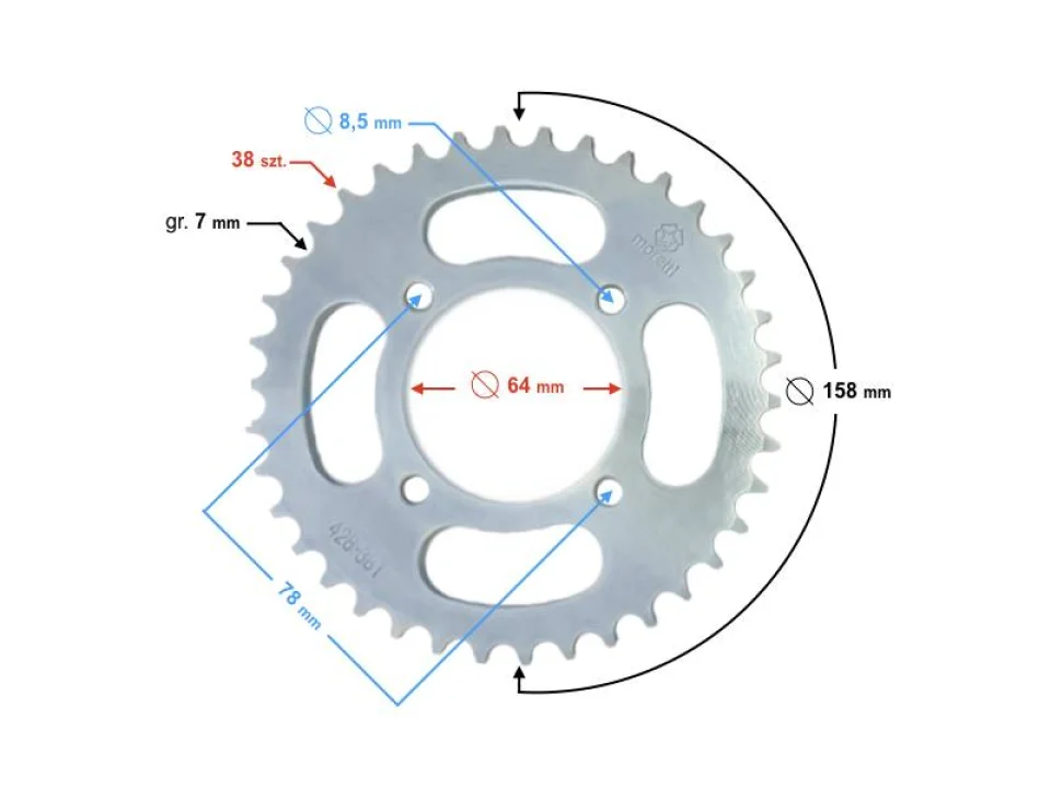 jaszmotor_webshop_hatso_lanckerek_428,_38t_-_moretti