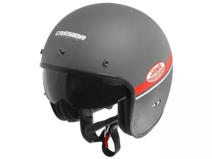 jaszmotor_webshop_cassida_oxygen_jawa_ohc_matt_fekete_szurke_nyitott_bukosisak_napszemuveggel_(matt_fekete-szurke-piros) galéria