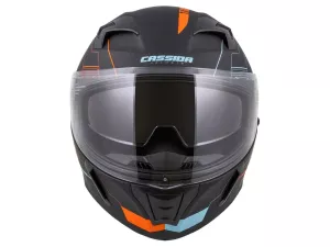 jaszmotor_webshop_cassida_integral_3.0_turbohead_zart_bukosisak_napszemuveggel,_pinlock_elokeszitessel_+_ajandek_sotetitett_plexi_(matt_fekete-narancs-kek) galéria