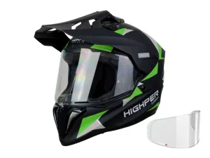 jaszmotor_webshop_highper_x_enduro_bukosisak_felnyithato_plexivel_+_ajandek_pinlock_(matt_fekete-zold-szurke) galéria