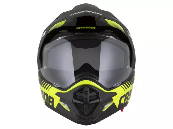 jaszmotor_webshop_cassida_tour_2.0_dual_cross_bukosisak_felnyithato_plexivel_es_napszemuveggel,_pinlock_elokeszitessel_(matt_fekete-sarga) galéria