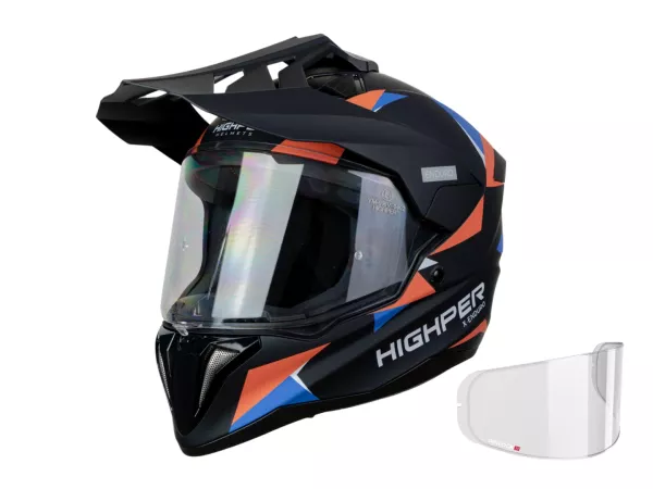 jaszmotor_webshop_highper_x_enduro_bukosisak_felnyithato_plexivel_+_ajandek_pinlock_(matt_fekete-narancs-kek) galéria