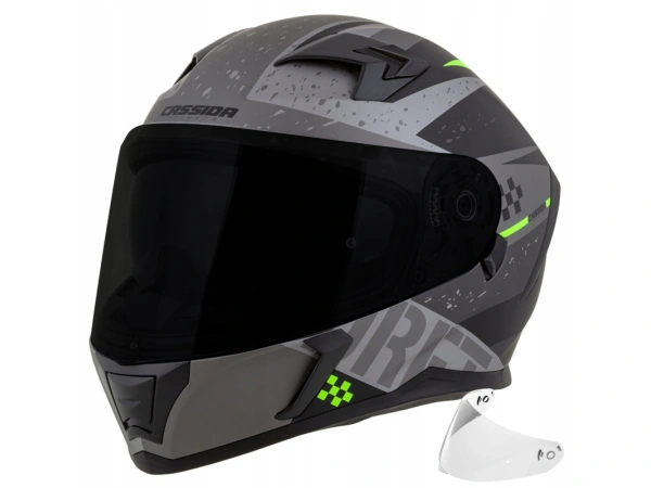 jaszmotor_webshop_cassida_integral_3.0_drift_zart_bukosisak_napszemuveggel,_pinlock_elokeszitessel_+_ajandek_sotetitett_plexi_(matt_fekete-szurke-zold) galéria