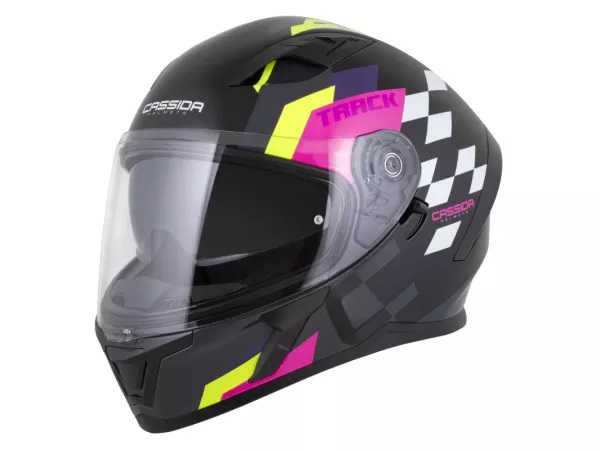 jaszmotor_webshop_cassida_orbit_track_zart_bukosisak_napszemuveggel,_pinlock_elokeszitessel_(matt_fekete-rozsaszin-sarga) galéria