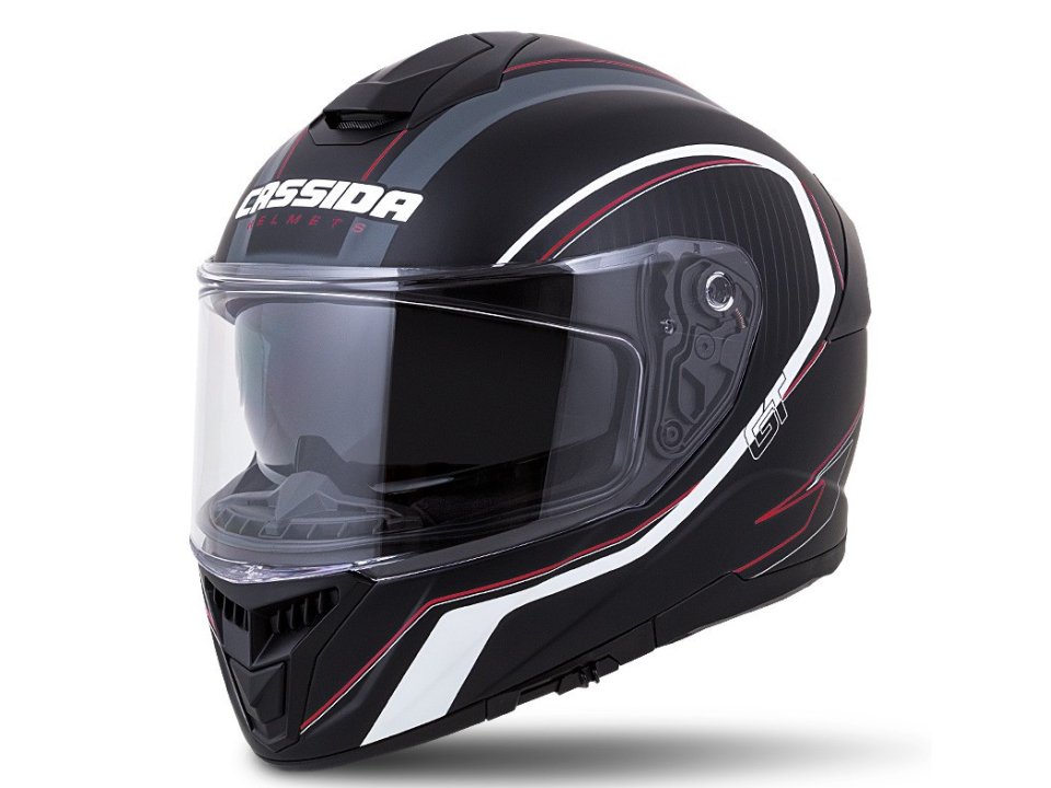 Cassida Integral GT 2.0  Reptyl Üvegszálas Zárt Bukósisak Napszemüveggel + Ajándék Pinlock lencse (Matt fekete-fehér-piros)