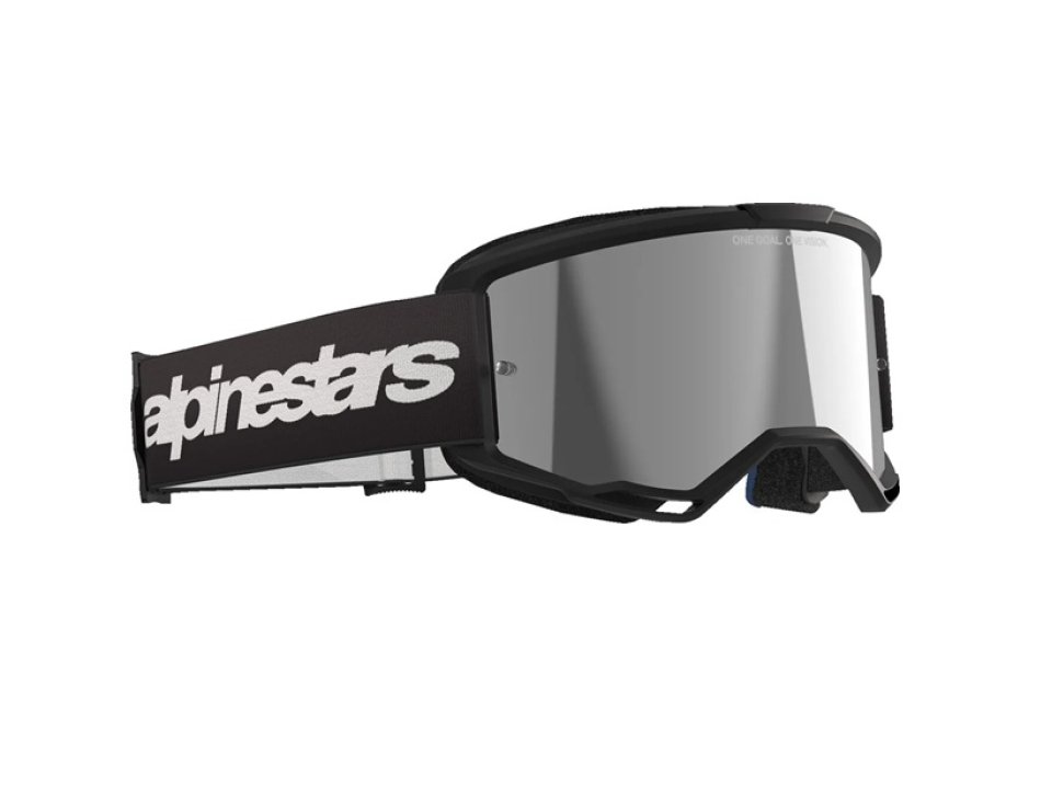 Alpinestars Vision 3 Wordmark Cross szemüveg - Fekete (Ezüst tükrös plexivel)