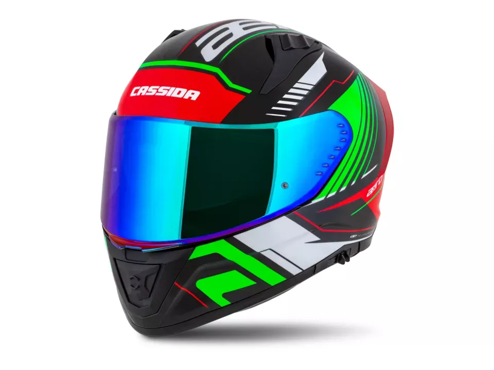 jaszmotor_webshop_cassida_aerodrome_cască_închisă_cu_ochelari_de_soare,_pregătire_pinlock_+_cadou_plexiglas_albastru_oglindit_(negru_mat-verde)