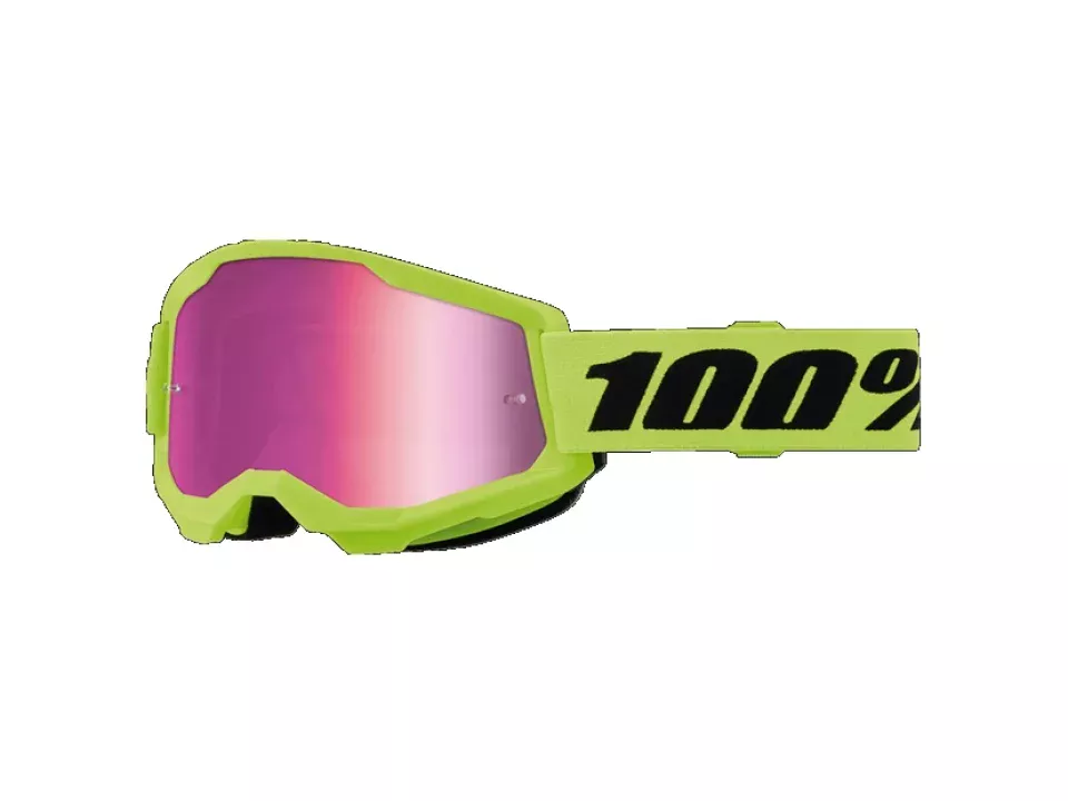 jaszmotor_webshop_100%_-_strata_2_neon_youth_kids_yellow_cross_goggles_-_pink_mirrored_plexiglass